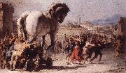 TIEPOLO, Giovanni Domenico The Procession of the Trojan Horse in Troy e oil